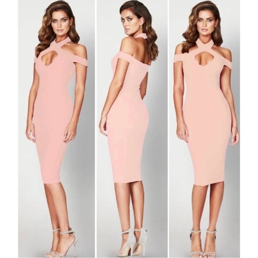 NWT‎ Nookie Women’s Pink Bodycon Cocktail Dress Sleeveless Halter